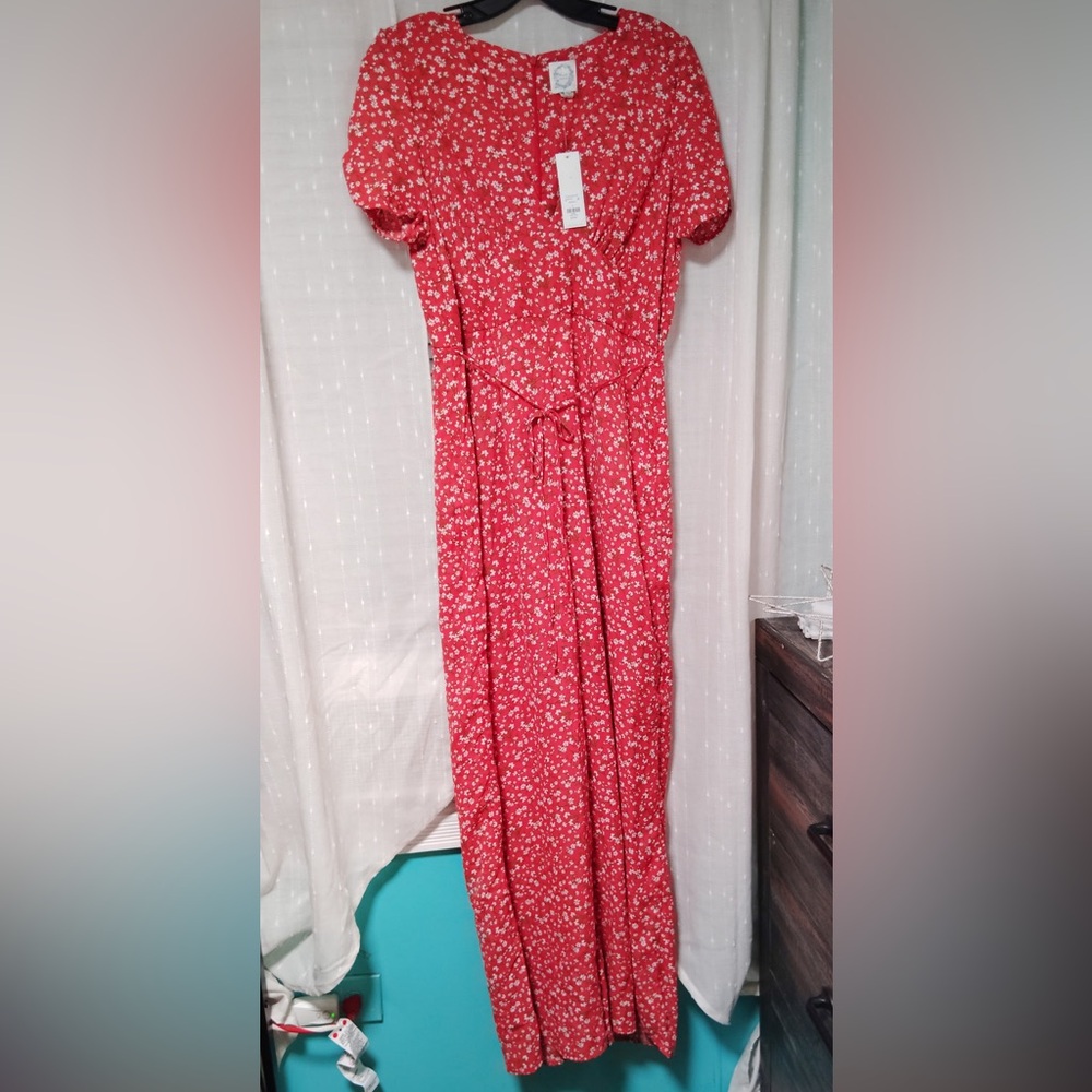 Francesca's Collections Red Floral Dress